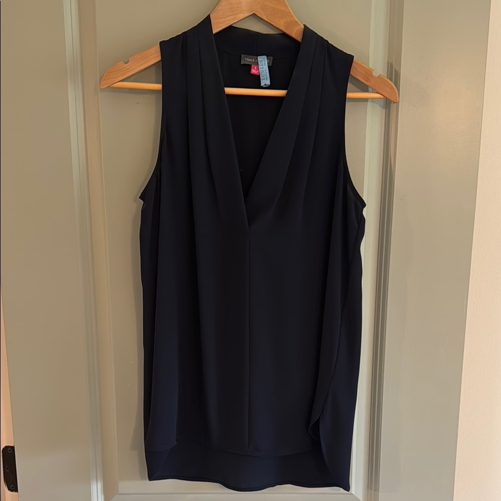 Black Blouse with V-Neckline and Long Sleeves